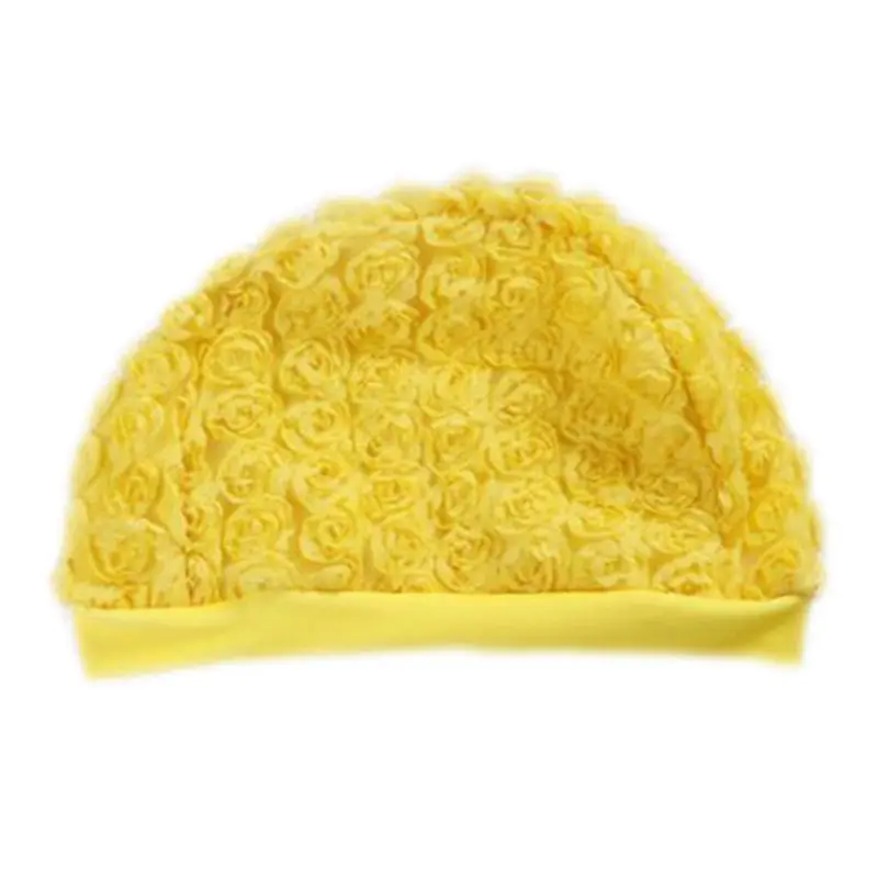Новая детская шапочка для плавания для девочек, милая креативная Водонепроницаемая Защитная мягкая дышащая шапка с объемным цветком, легкие аксессуары для плавания - Цвет: Цвет: желтый