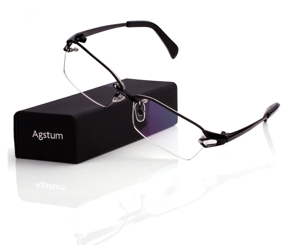 Agstum Pure Titanium Half Rimless Optical Business Glasses Frame Clear