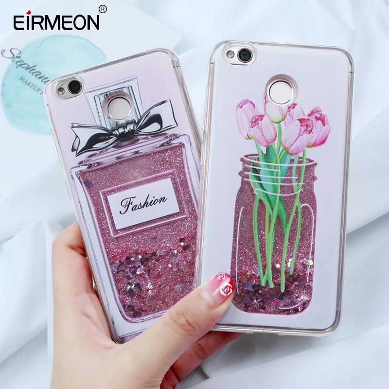 

Liquid Glitter Soft Case For Xiaomi Redmi 4X Case S2 Note 5 4X 5Plus Note 4 4X 5 Pro Heart Quicksand Floral Case For Xiaomi 6X