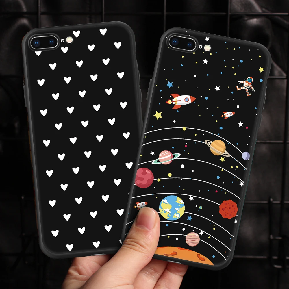 Fashion Space Phone Case For iPhone X 8 7 6 6S Plus 5 5S SE Planet Moon Star spider Silicone Case For iPhone X 8 7 6 6S 5 5S SE