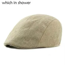 Унисекс летняя льняной берет шляпа твердая дышащая плоская кепка мужская повседневная кепи плюща Мужской пустой козырек простая Кепка Прямая поставка