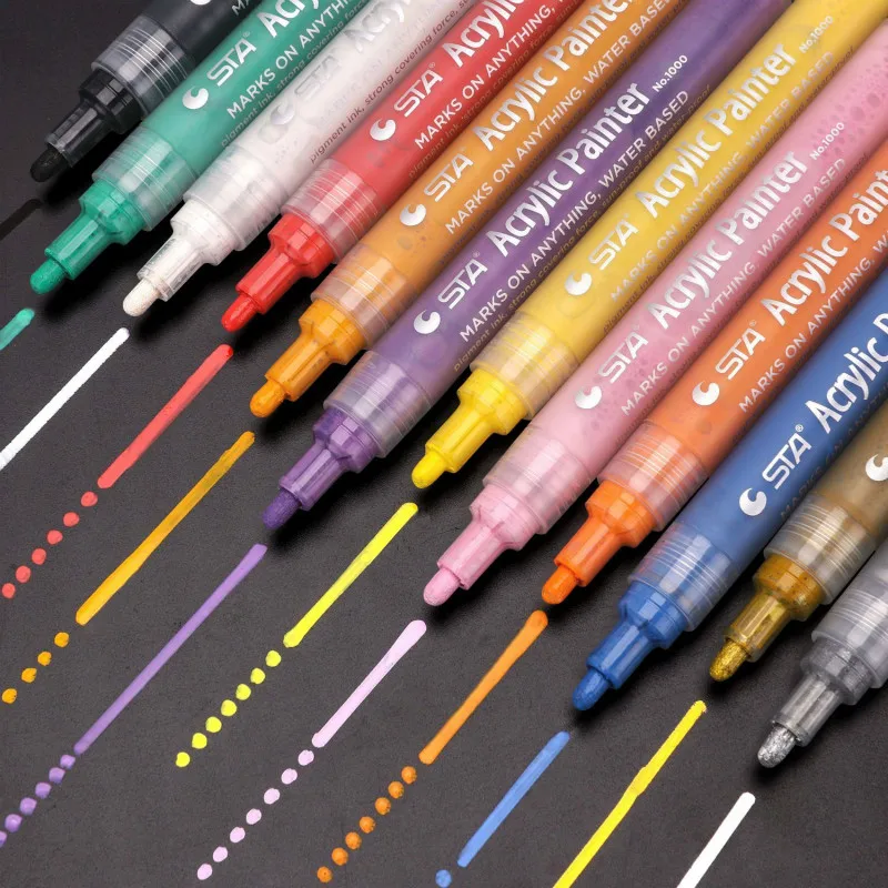 24Color DIY Creative Markers Highlight Waterproof Acrylic Paint Marker 