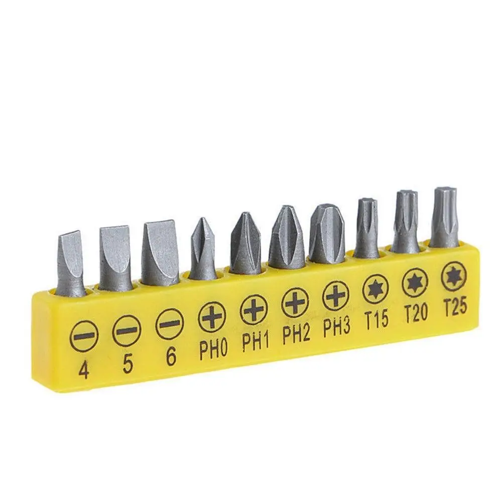 

10Pcs Security Bit Set Torx Flat Head Cross 1/4" Hex Shank Screwdriver Head for Power Drills Impact Drivers HG7106