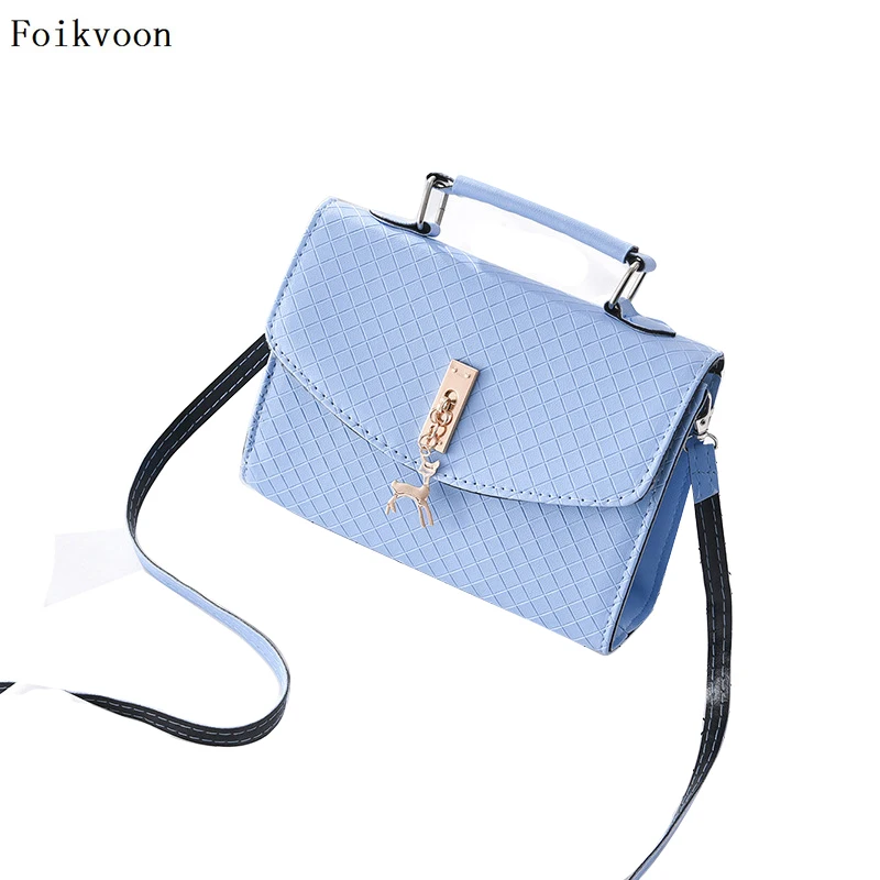 

Foikvoon Small Elegant Woman Handbag Casual PU Leather Ladies Handbags Bags Solid Color Popular Girls Shoulder Bags