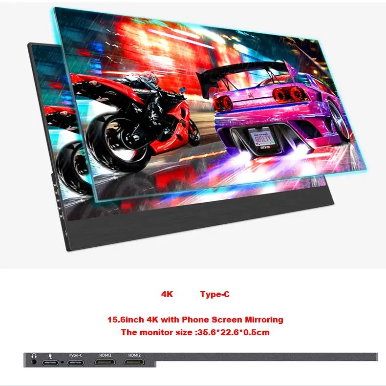  18.4 4K Portable Monitor 17.3 inch 3840 x2160 ultra slim IPS LCD display with HDMI Type C for Compu