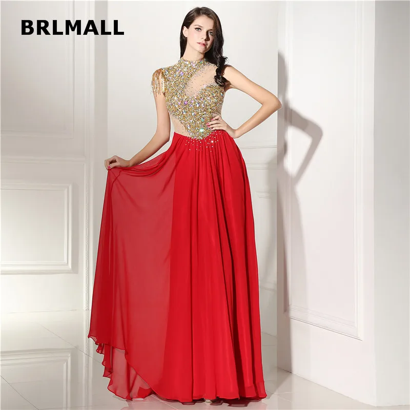 2018 Simple Candy Color Evening Dresses Sequins Beading Tassel Sleeveless Red Chiffon A Line Cheap Formal Prom Gowns | Свадьбы и