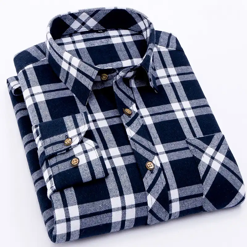 Men/'s Long Sleeve Plaid Shirt 100/% pure cotton Male casual Check Shirts slim fit