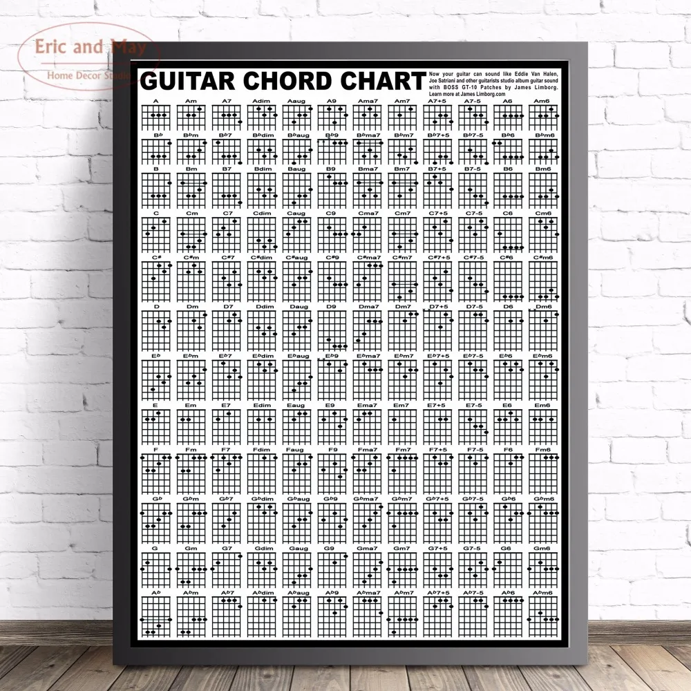 Гитара Chord Chart большой размер настенная живопись холст плакат для домашнего декора плакаты и принты без рамы декоративные картины