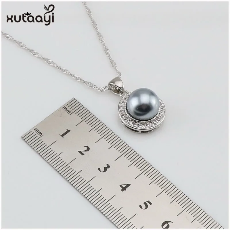 XUTAAYI натуральный жемчуг 925 серебряные ювелирные наборы для женщин белый циркон серьги с камнями кулон и ожерелье/набор колец