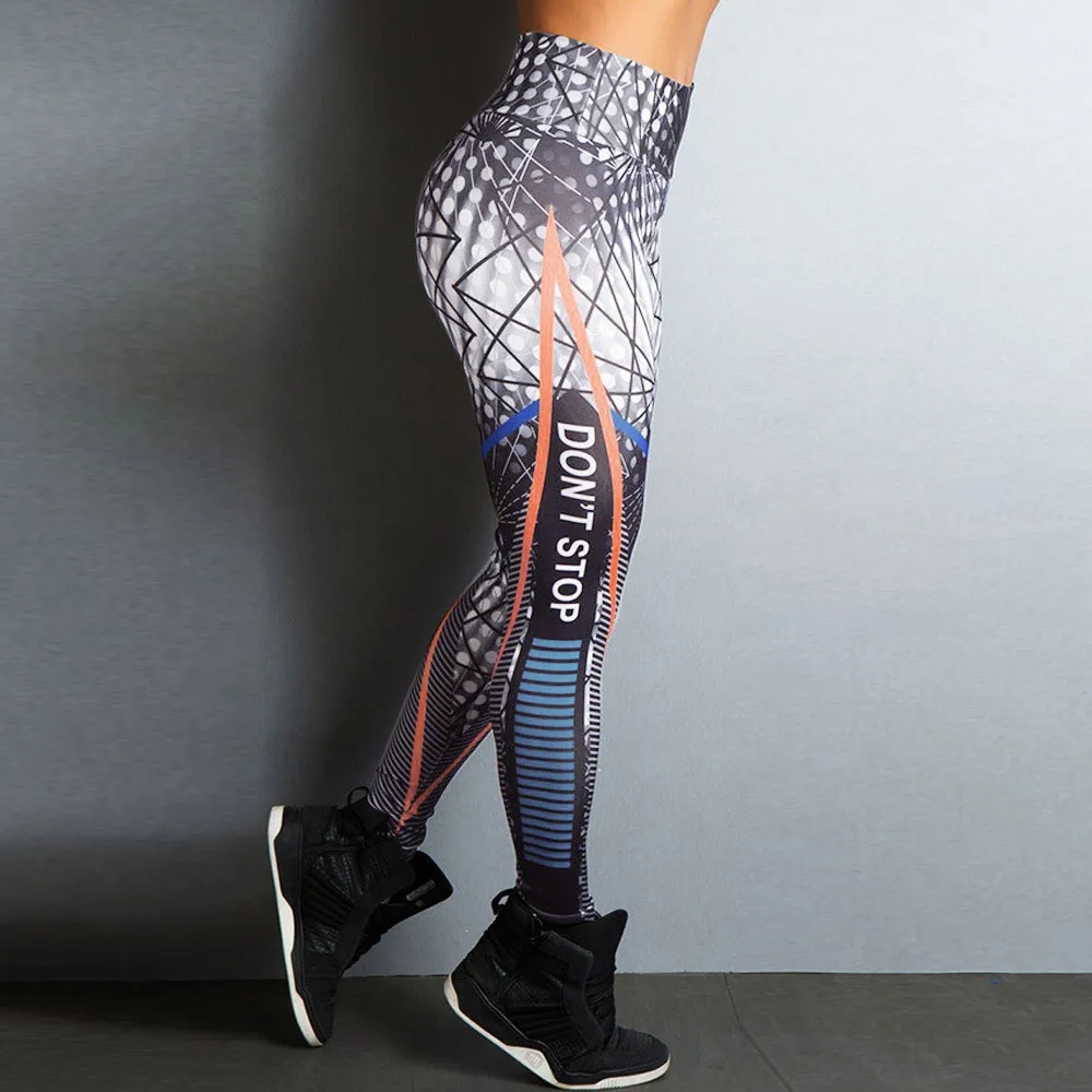 

2019 New Sports Printing Style Leggings Put Hip Fold Elastic High Waist Legging Breathable Slim Pants Work Out Pants Clothings