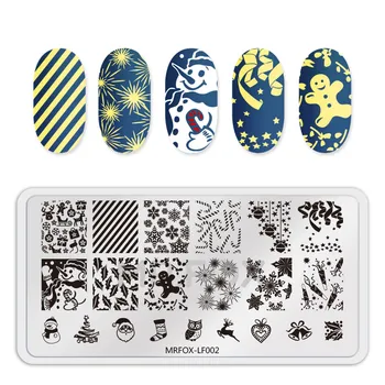 

1Pcs Rectangle Christmas Nail Stamping Plates Snowflakes Pattern Nail Art Stamp Stamping Template Image Plate Stencils
