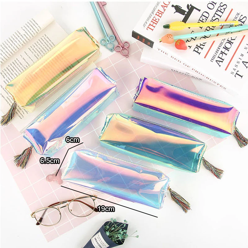 女の子のための透明なpvcレーザーペンシルケース 学校に戻るためのゲストのための誕生日プレゼント 女の子のためのカワイイハンドバッグ Party Favors Aliexpress
