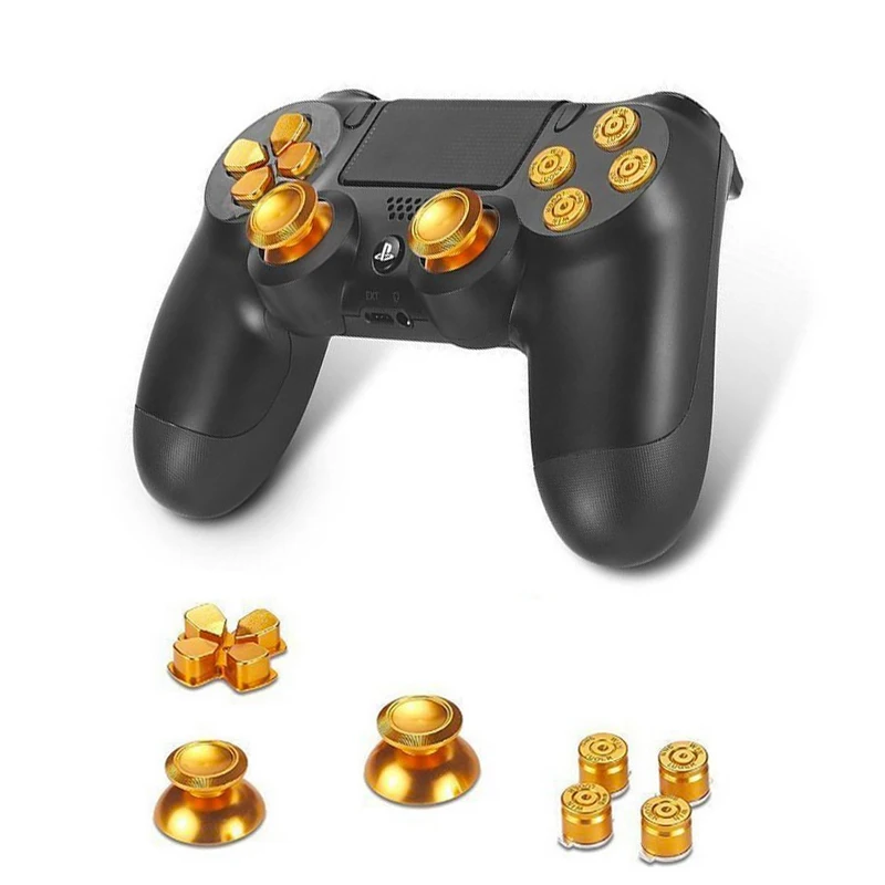 

Metal Analog Joystick thumbStick Grips Cap+D-pad Action Key bullet Button for Playstation Dualshock 4 PS4 Controller Replacement