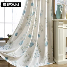 

Fancy Window Curtains Printed Linen Curtains for Bedroom Living Room Sheer Voile Curtains Window Drapes Ready Made