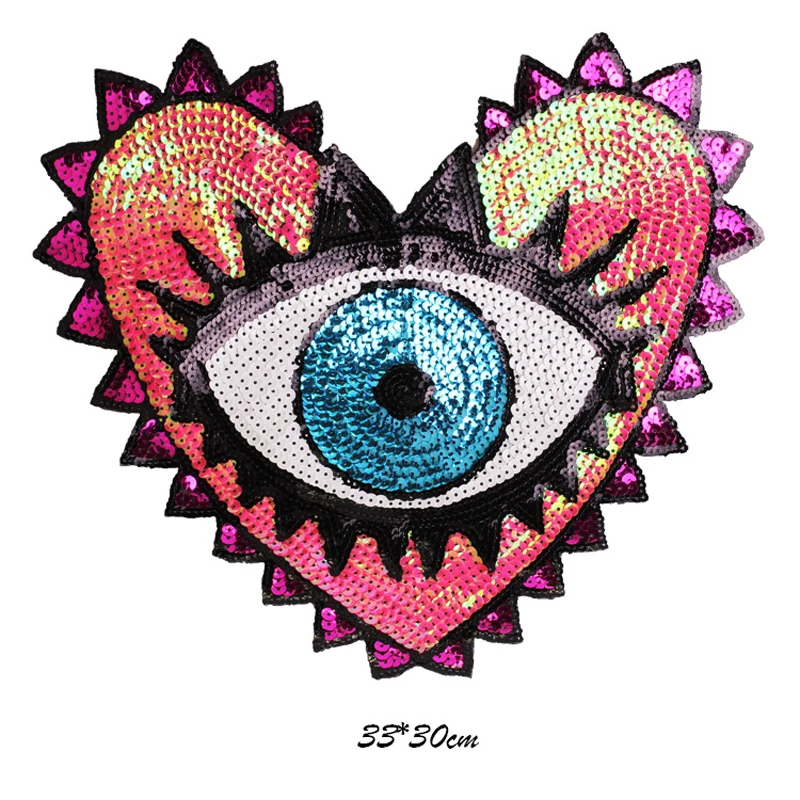 B Блестки патч для одежды пальто вышивка патчи сердце глаз Diy Одежда Наклейки пришить с вышивкой в стиле петчворк DIY ручной работы - Цвет: B