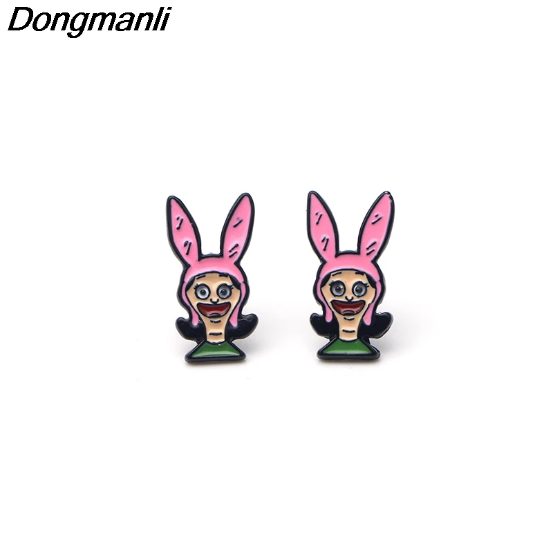 P2606 Dongmanli Bob's Burgers серьги-гвоздики для женщин, дети Эмаль серьги ювелирные подарки для девочек Аксессуары