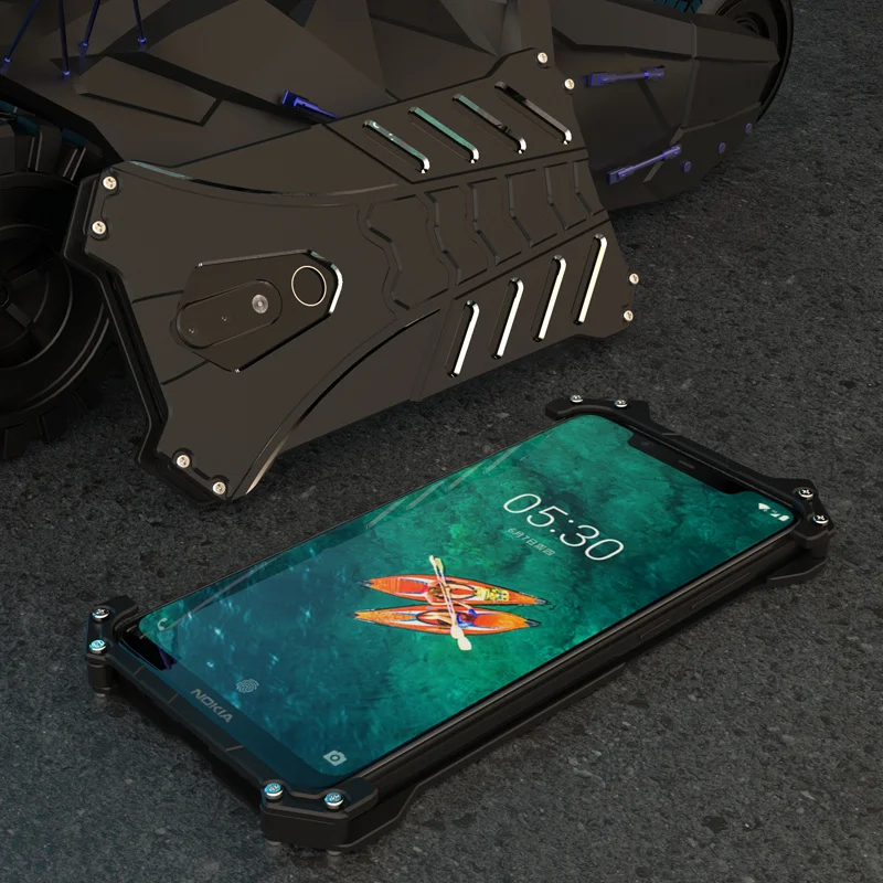 Металлический Алюминиевый Чехол Batman Element для Nokia 5 1 Plus тонкий жесткий Гибридный