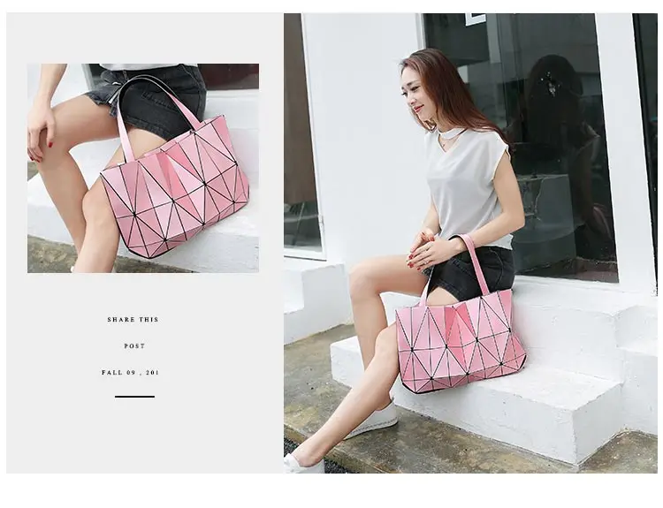 Lasen bag hot sale women BAO BAO Bag Lady Geometry Package Sequins Mirror Saser Plain Split Joint Mujer Mosaic Top Handle Tote Shoulder Bags (9)