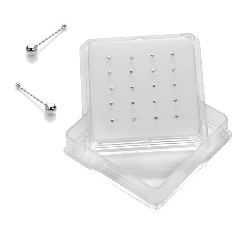 Коробчатый пирсинг для носа шарик серебряного цвета булавка для женщин модное кольцо для носа 2 мм 3 мм