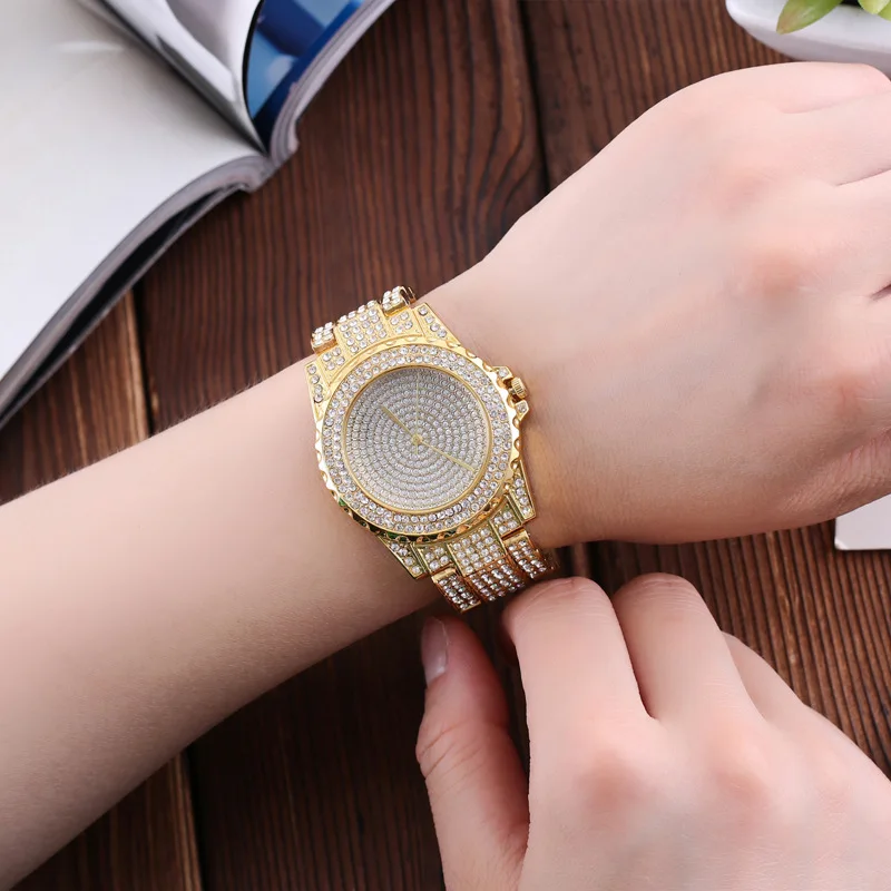 Elegant Crystal-Embellished Stainless Steel Women's Quartz Watch