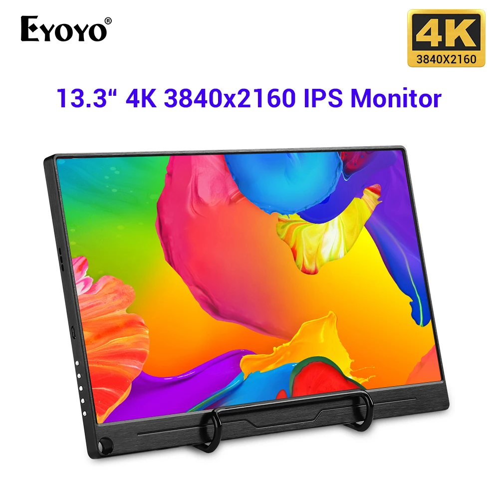Игровой монитор Eyoyo 13 3 дюйма FHD 3840x2160 4K IPS совместимый с игровыми консолями PS3 PS4 WiiU