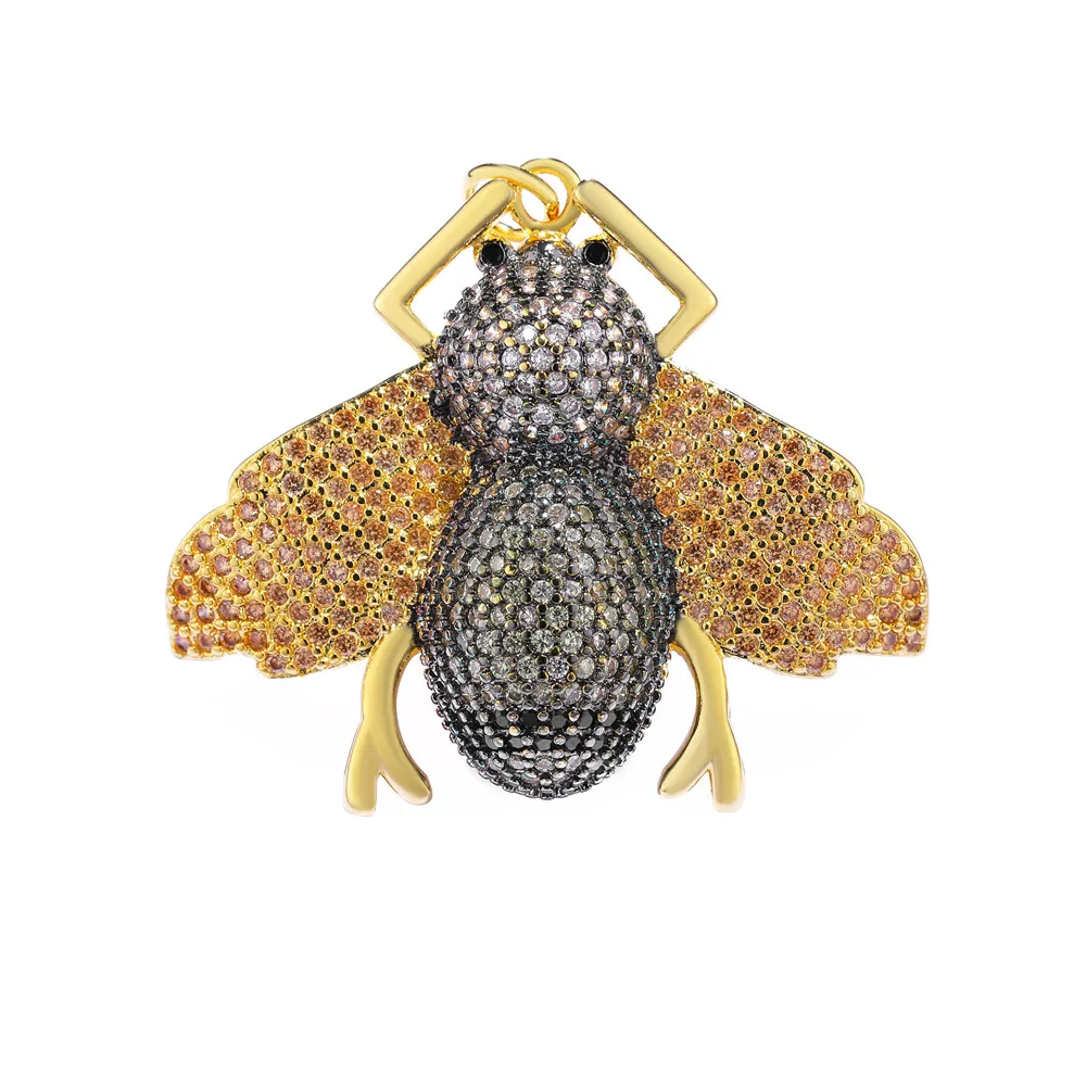 

2018 New Arrival Jewelry Micro Pave Zircon Gold Insect Bee Charm Pendants Accessories For Women Men Bracelet Necklace DIY Making