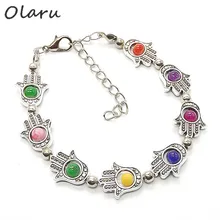 Olaru, винтажный Тибетский бисер, тибетский серебряный браслет с подвесками на руку, богемные Этнические браслеты, браслеты для женщин, новое ювелирное изделие, подарок Z08