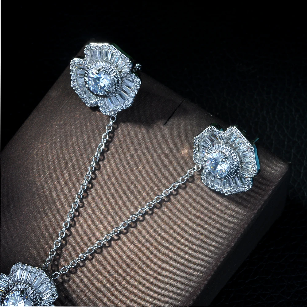 HIBRIDE Luxury Cubic Zirconia Necklace Bracelet Earring and Ring 4pcs Dubai Full Jewelry Set for Women,Bridal Dress Dinner N-222 - Image 5