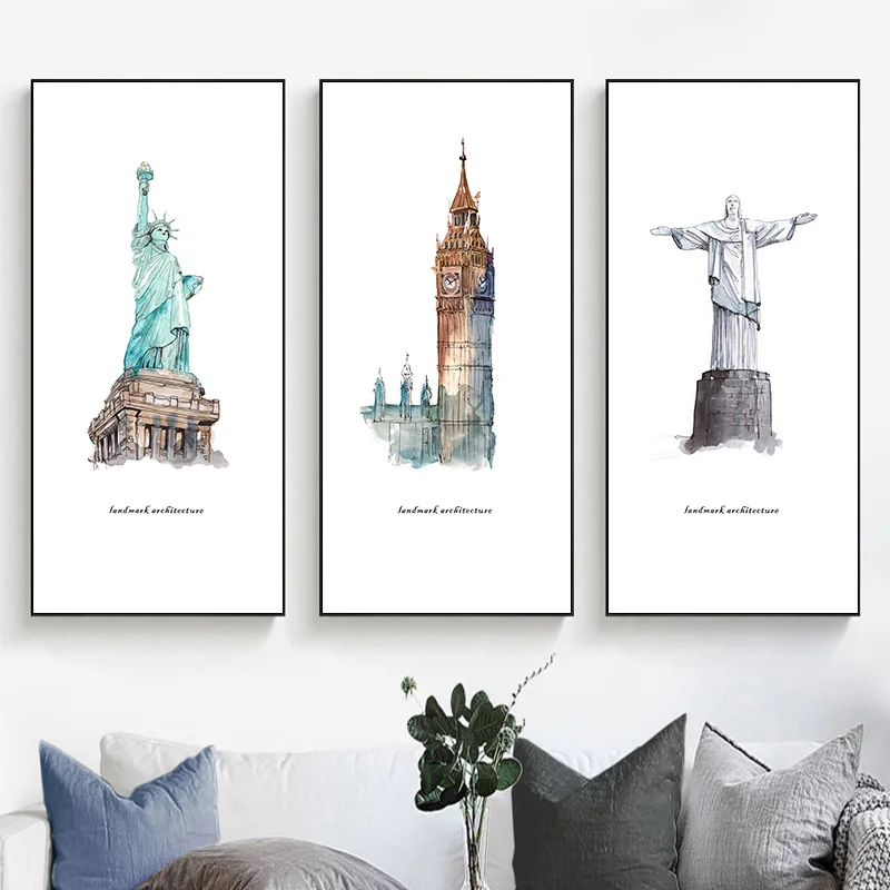 

Big Poster and Prints World famous Architectural Landmark Miracle Canvas Wall Art Painting Nordic Picture Living Room Home Decor