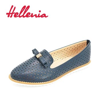 

Hellenia women shoes spring summer flats loafers with bow rhinestone color navy TPR light casual shoe women breathable holes