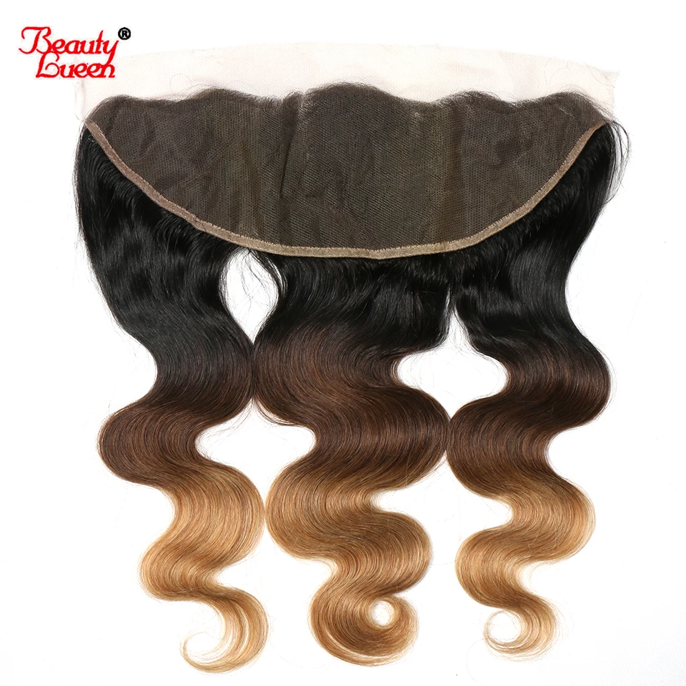 

Ombre Brazilian Body Wave Closure 13x4 Ear To Ear Pre Plucked Lace Frontal Closure 1B/4/27 Non Remy 100% Human Hair Closures