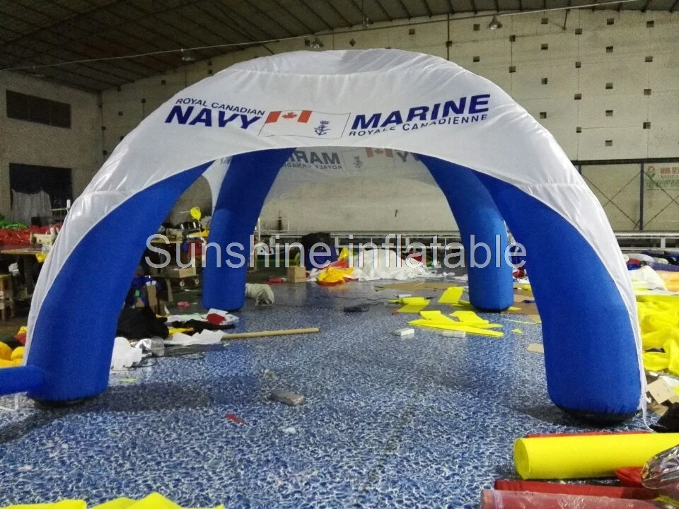 

Cheap 4mx4m small blue and white inflatable dome inflatable spider with 4 legs for advertising