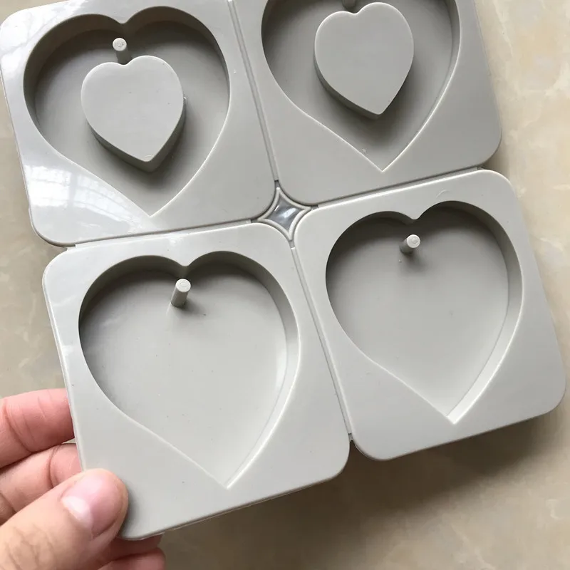DIY Silicone Plaster Mold for Clay Craft Making Heart Shape Gypsum Pendant Silicone Mould