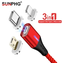 SUNPHG 3 в 1 3A быстрое зарядное устройство магнитный кабель Miro usb type C кабель для iPhone xs зарядный провод для samsung huawei мобильный телефон