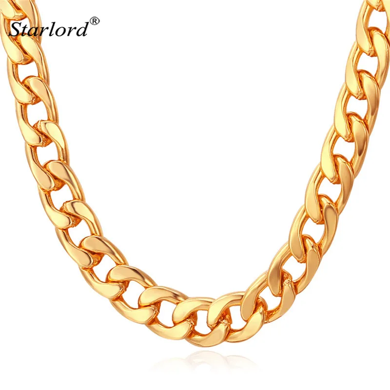 Miami Cuban Link Chain Necklace 7mm Silver/Gold Color Curb ...