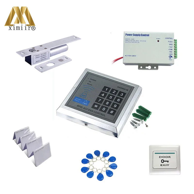 

Standalone ID card door access control+ Double line electric bolt lock + power supply + exit button +10PCS ID key+10PCS ID card
