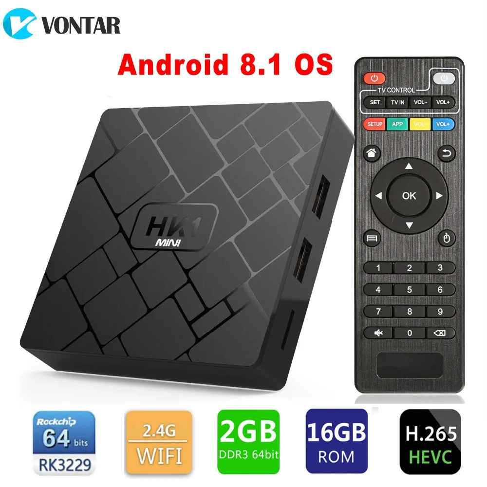 

HK1 mini Android 8.1 Box Smart TV BOX 2GB 16GB Rockchip RK3229 Quad Core WIFI H.265 4K Google Play Set Top Box Media Player