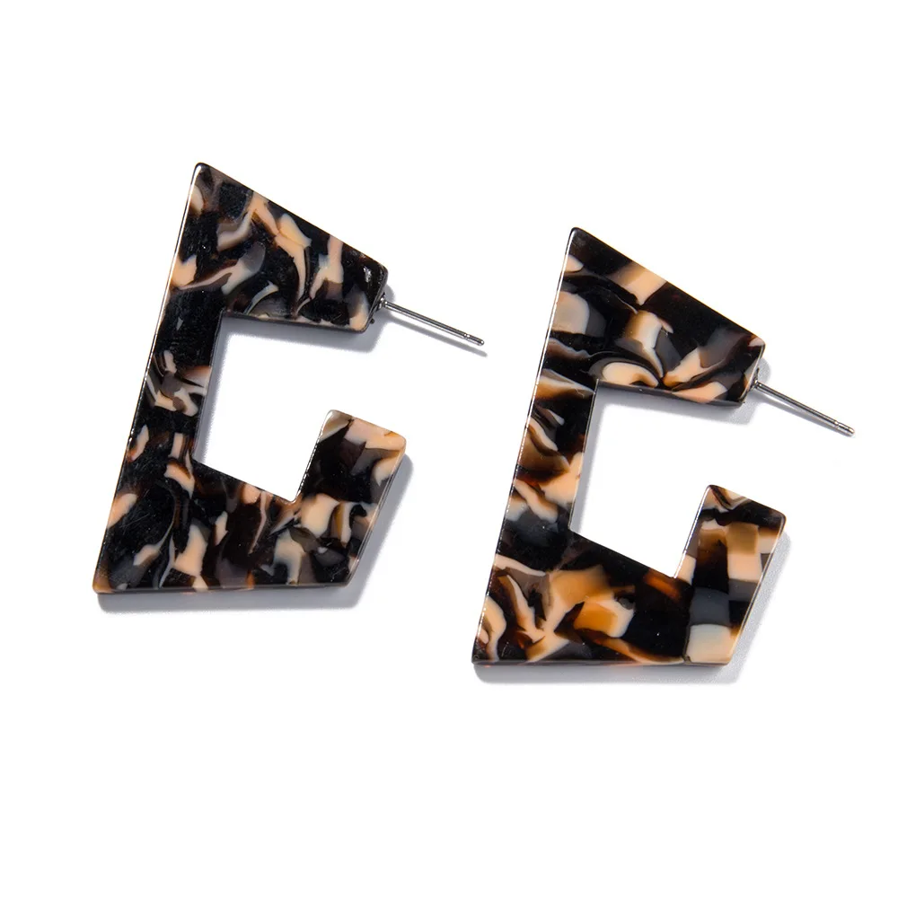 

Summer Bohemian Earrings Acetate Sheet Geometry Shaped Earrings Color Retro Earrings for Women New Simple Resin Fashion