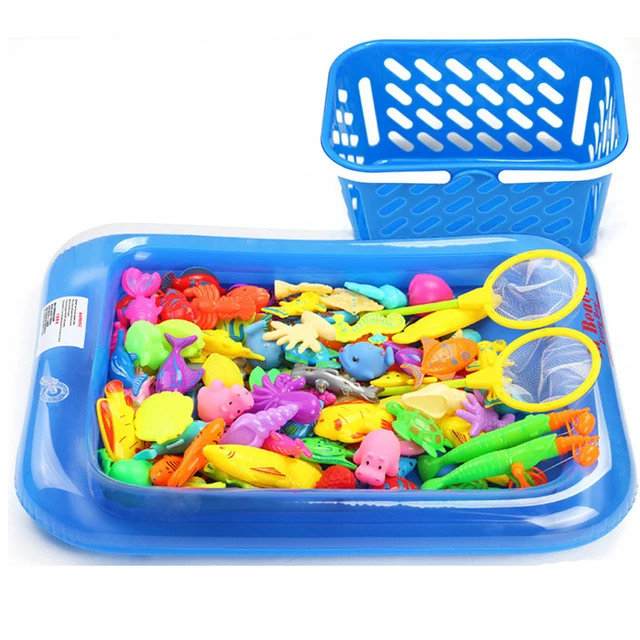 18-52pcs Kids Magnetic Fishing Toys Set with Inflatable Pool Net Magnet Fishing Rod Funny Classic Toys for Children Gift 5