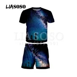 LIASOSO 3d принт Забавный Рик и Морти Galaxy Sky Для Мужчин's Шорты комплекты модные пляжные Летние повседневные шорты доска Шорты брюки X0588