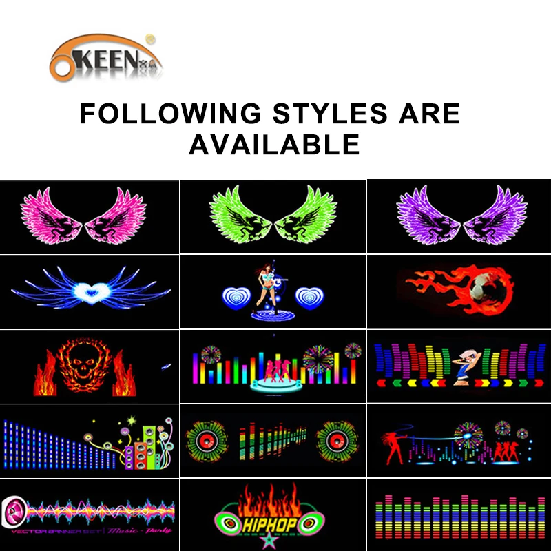 

OKEEN music car sticker music equalizer to the rear window with music rgb led controller Cigarette lighter /Power cord