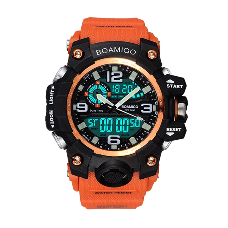 

Boamigo Men Sports Watches Digital Led Shock Swim Quartz Rubber Wristwatches Waterproof Clock