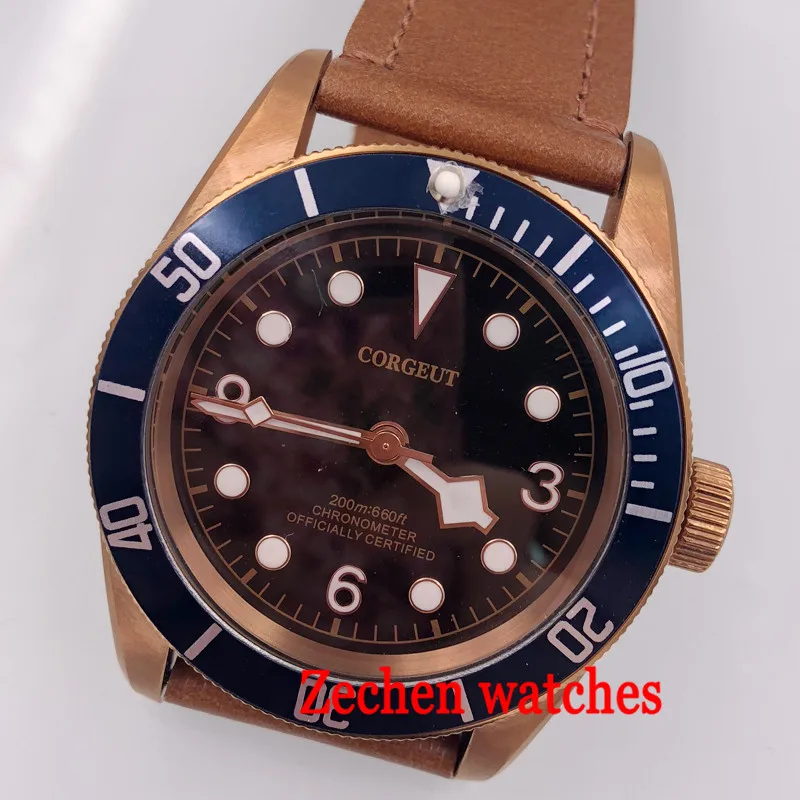 41mm CORGUET black dial coffee case Sapphire Glass 21 jewels Automatic MIYOTA 8215 automatic mens Watch 41mm CORGUET black dial coffee case Sapphire Glass 21 jewels Automatic MIYOTA 8215 automatic mens Watch