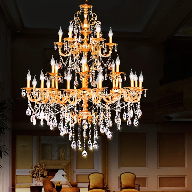 Double Layer Chandeliers Hall Modern Hotel Chandelier Crystal double layer chandeliers hall modern hotel chandelier crystal staircase light antique bronze chandelier french gold chandelier - Double Layer Chandeliers Hall Modern Hotel Chandelier Crystal