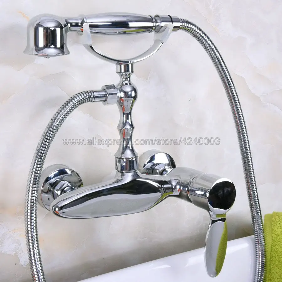 Polished Chrome Bathroom Faucet Mixer Tap Wall Mounted Hand Held Shower Head Kit Shower Faucet Sets Kna179 Shower Faucets Aliexpress