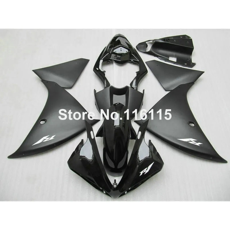Литья под давлением ABS обтекатель комплект для YAMAHA YZF R1 2009- YZF-R1 09, 10, 11, 12, 13, 14, 15 лет, все матовые черные обтекатели комплект CQ1