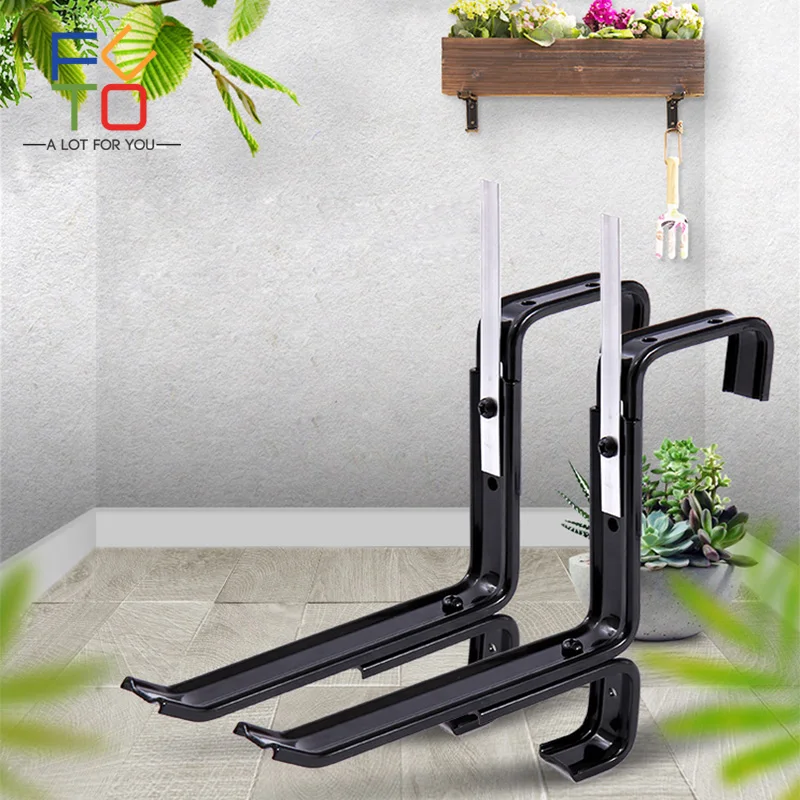 1Pair FlowerPot Rack Planter Box Bracket Wall Adjustable Flower Pot Holder Stand Fence Rail Plant Bracket For Garden Apartment  