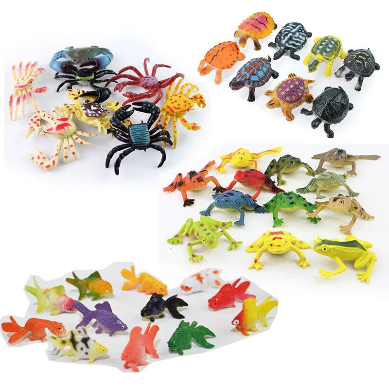 

Underwater World Marine Life Model Goldfish Turtle Crab Frog Simulation Animal Model Toy Random 2pcs/lot Children's gift