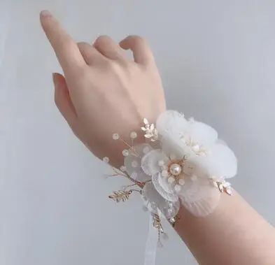 bracelet Модный свадебный розовый браслет с цветами золотой жемчуг мужской корсаж булавка для невесты Свадебная вечеринка ювелирные изделия для женщин w15 - Metal Color: bracelet