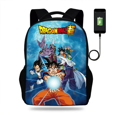 N16K0083 16-дюймовый шпилька Популярные Dragon Ball рюкзак для мальчиков и девочек, студентов рюкзаке для Для женщин Для мужчин USB порт для зарядки через школьная сумка для подростков - Цвет: N16K0083